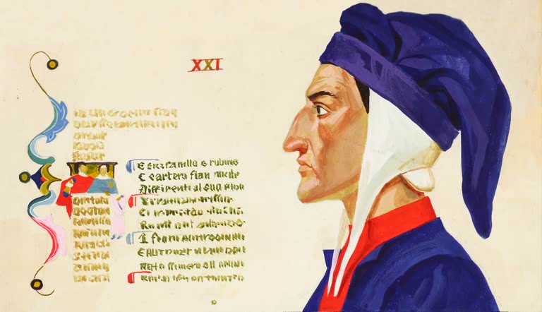 Portrait of Dante Alighieri in Profile / Illustration