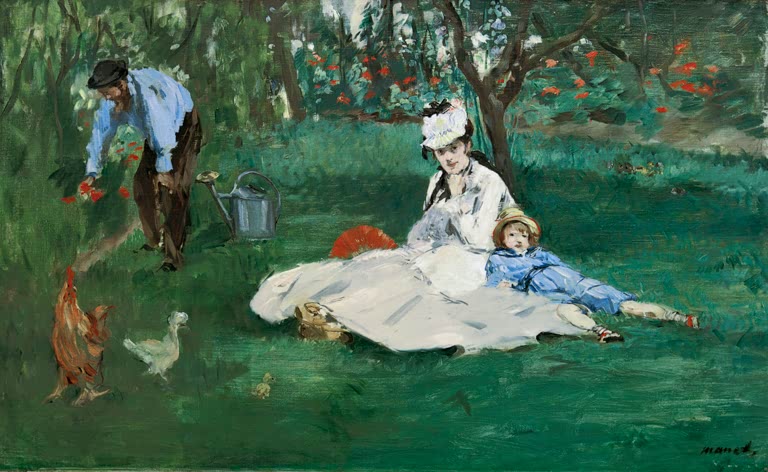 Famille Monet au jardin / É. Manet
