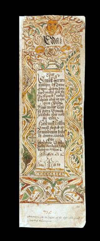 Page de titre enluminée de l'Edda Oblongata, vers 1680