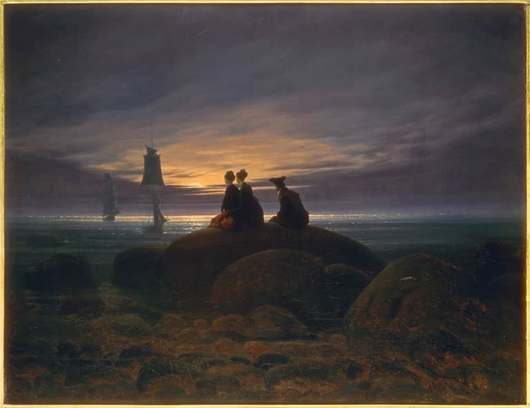 C. D. Friedrich / Lever de lune sur mer/1822